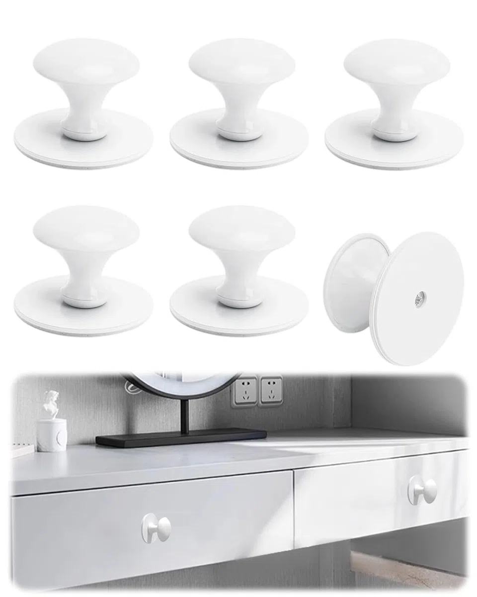 6 Pezzi Bianco Pomelli per Mobili Adesivi, Eleganti Pomelli per Cassetti, Antichi Manici per Armadi da Cucina, Rotondi, per Armadio, Cassetti, Armadi, Mobili, Mobili