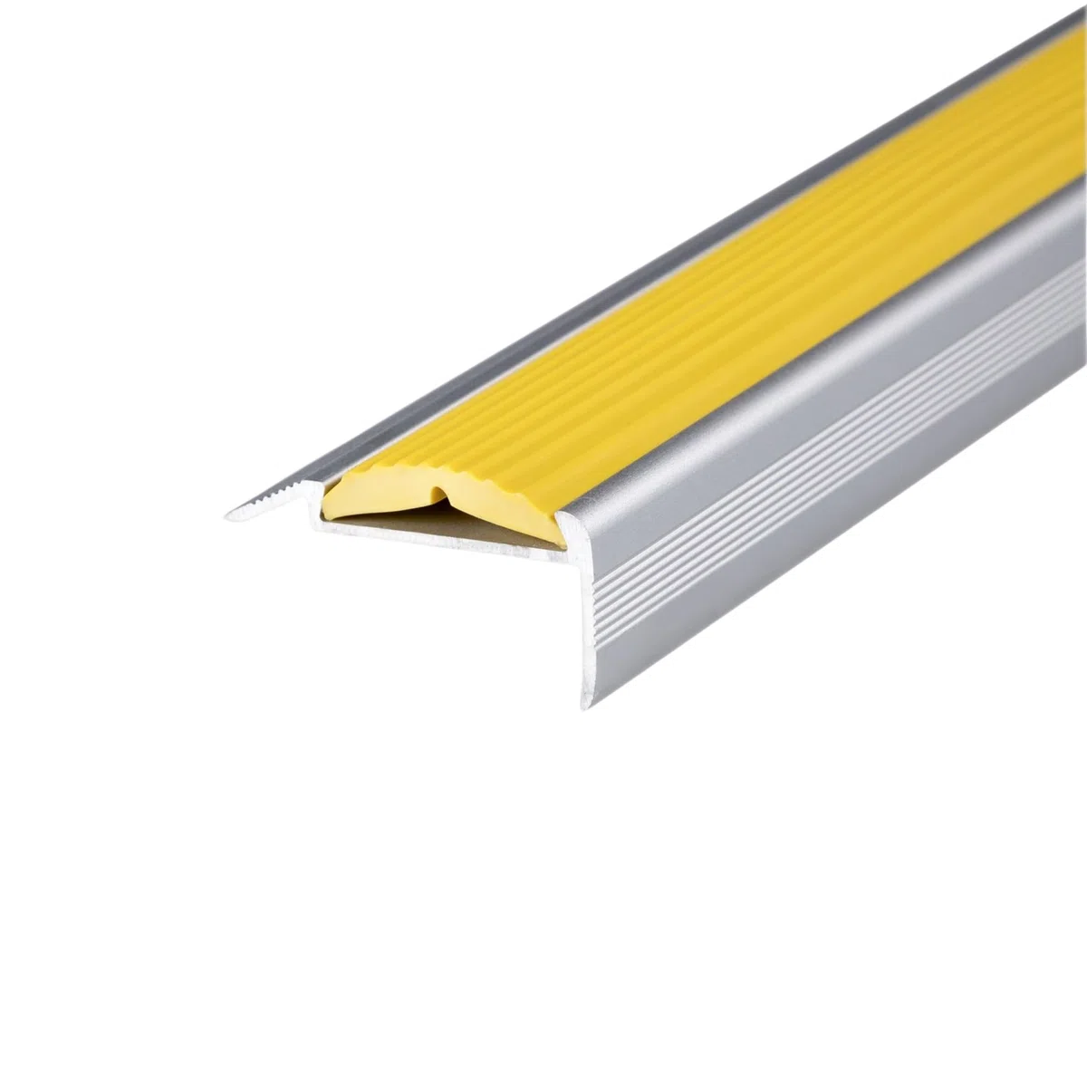 Profilo per gradini Power Grip | Profilo per scale con inserto in gomma antiscivolo | Preforato o autoadesivo | Materiale di montaggio incluso (100 x 4,2 x 2 cm | Preforato | Giallo)