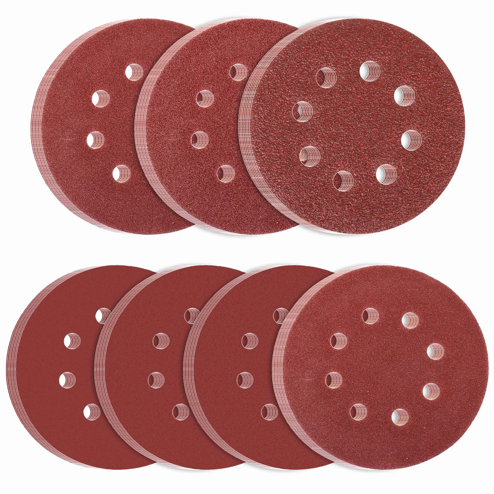 40 Pz Dischi Abrasivi 125mm, Carta Vetrata per Levigatrice Rotorbitale, Disco Abrasivo per Smerigliatrice da 60 Grana con 8 Fori per pareti, legno, metallo, ecc