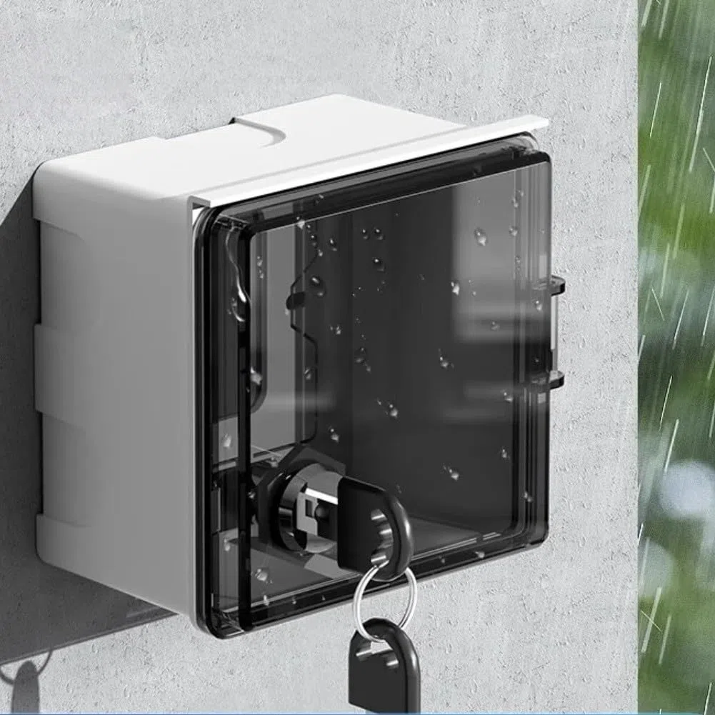 Scatola per presa esterna resistente alle intemperie con serratura per la ricarica di veicoli elettrici, protegge i collegamenti elettrici da furti e intemperie (nero trasparente)