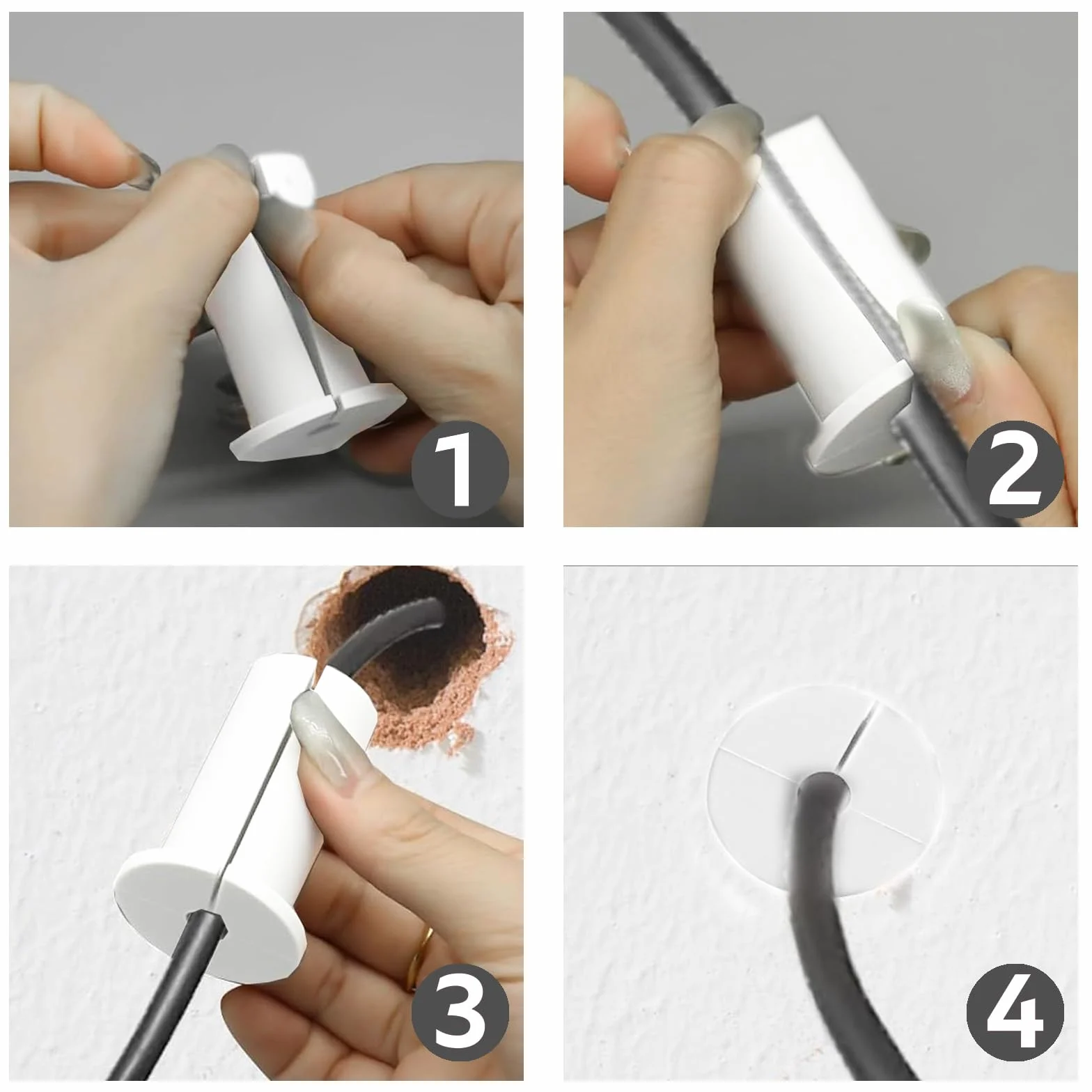 4 passacavi da parete per set di passacavi Starlink, passacavi da parete, passacavo per cavi da 1 pollice per router via cavo Starlink e adattatore Ethernet (bianco)