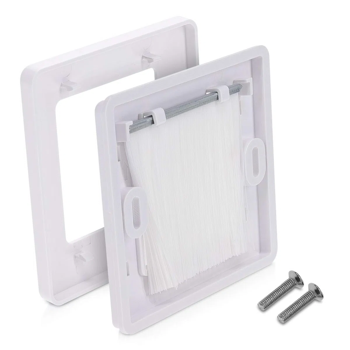 kwmobile Placca Passa-Cavi - 2X Coperture a Spazzola per Passaggio Fili Elettrici - Cornice Copertura per Fori Pareti e Scrivania - Passa-Cavo Bianco