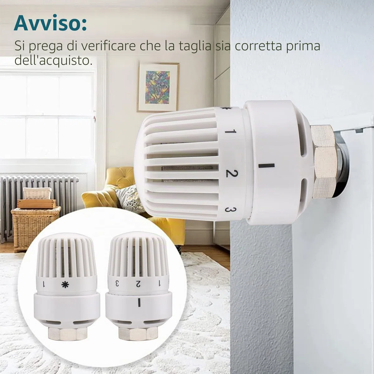 Wengart Testa Termostatica per Radiatori WG4005 – Attacco Universale M30x1,5 – Sensore a Liquido ad Alta Precisione – Con Protezione Antigelo e Limitatore di Temperatura – Bianco – Solo Testa