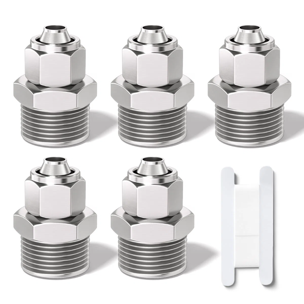 Bwintech 5 pezzi 6mm tubazione OD x 1/8” filettatura maschio BSP spingere diritto per collegare il raccordo del dado di bloccaggio, KPC6-01 adattatore rapido della linea dell'aria