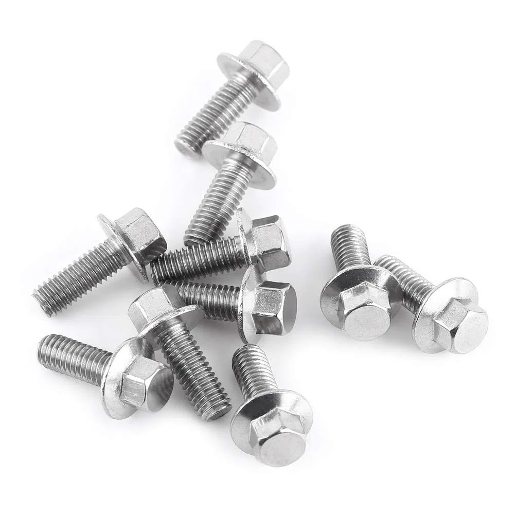 10 Pz M8 Acciaio Inossidabile, Bulloni Esagonali 1.5 Inossidabili Ss304 Con Rondella Testa Flangiata (M8*20)