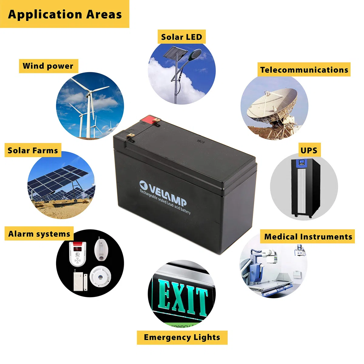 Tecnid by Velamp Batteria al Piombo Ermetica Ricaricabile 4V 4.5Ah - Attacchi Faston F1 - Ideale per Sistemi di Backup, Allarme, Videosorveglianza, Antincendio, Domotica e UPS
