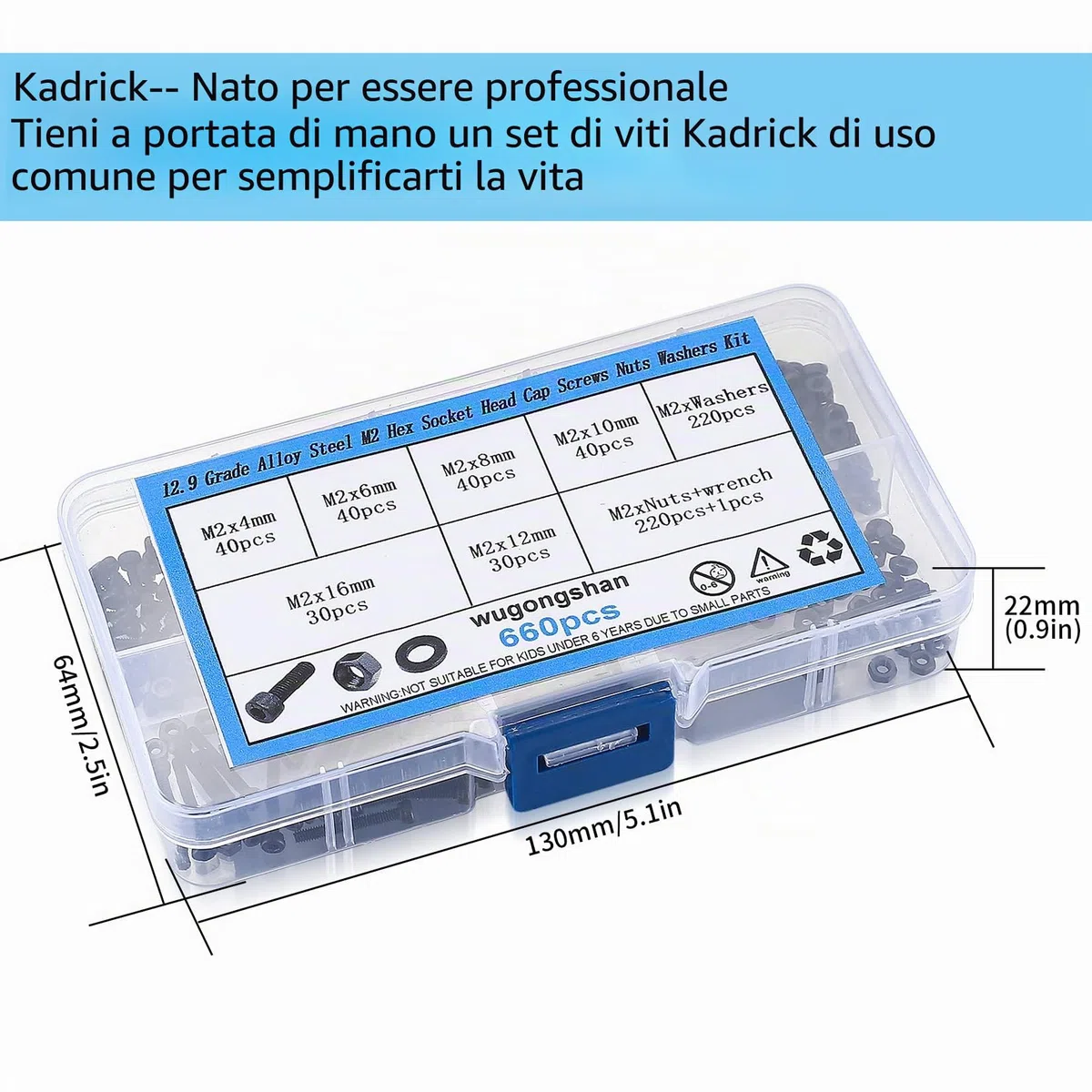 660 Pezzi M2 Viti e Bulloni e Dadi Set, Set di Viti a Esagono Incassato e Bulloni e Dadi e Rondelle Kit, Viti a Testa a Esagonale Bussola, Vite e Rondelle a Testa Brugola, Nere