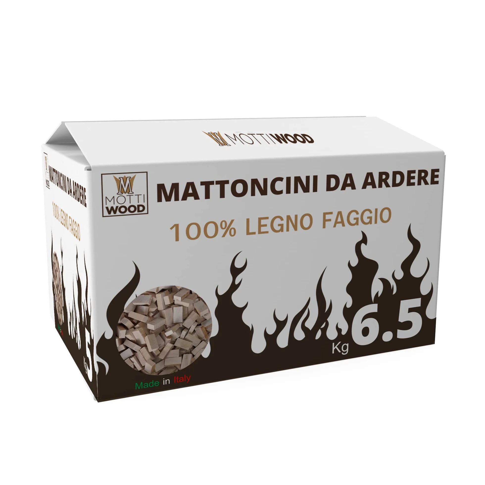 Mattoncini da Ardere, 6.5KG, 100% Legno Faggio, Lunga Durata