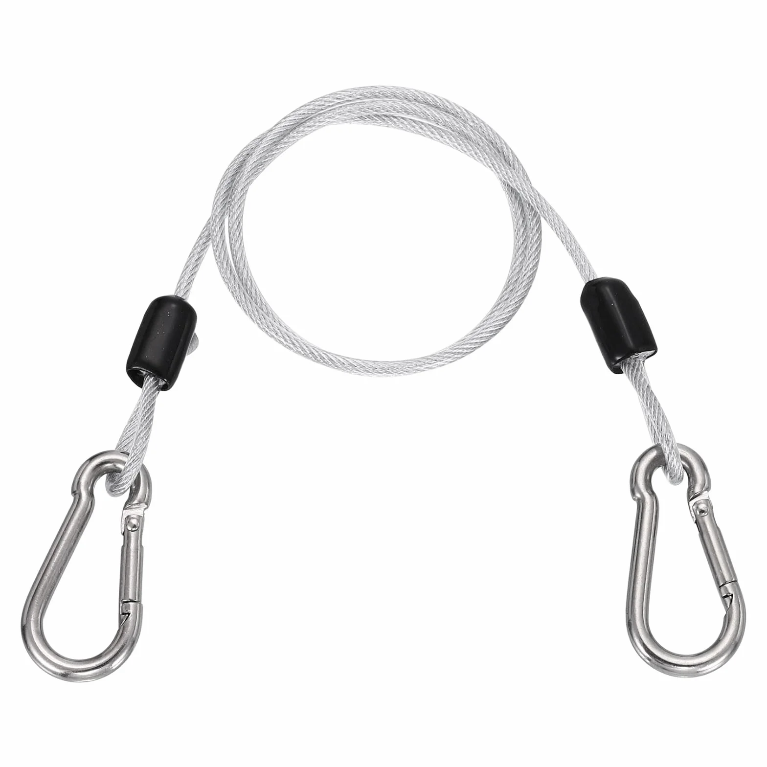 PATIKIL 0.5m Cavo Di Sicurezza In Acciaio Con Moschettone, Cavo Flessibile Rivestito In PVC A Doppio Anello Per Bici, Trasparente