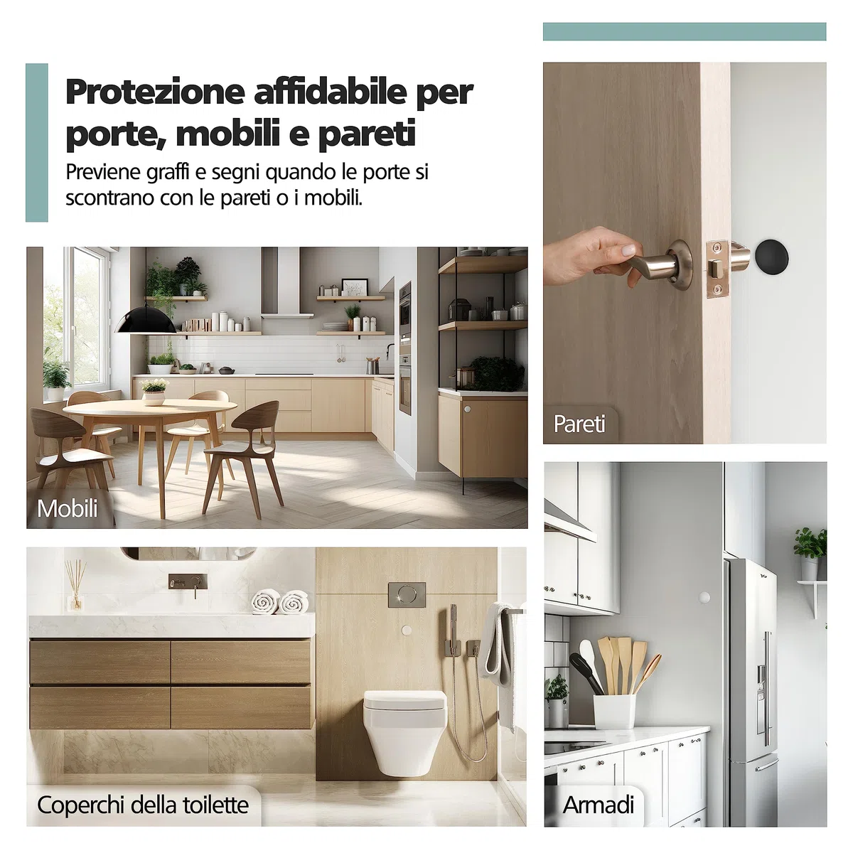 10 x Fermaporta 40 x 8 mm Trasparente - - Paracolpi autoadesivi per porte - - Paracolpi elastici per pareti - - Per proteggere pareti e mobili - - Paracolpi per la maniglia della porta