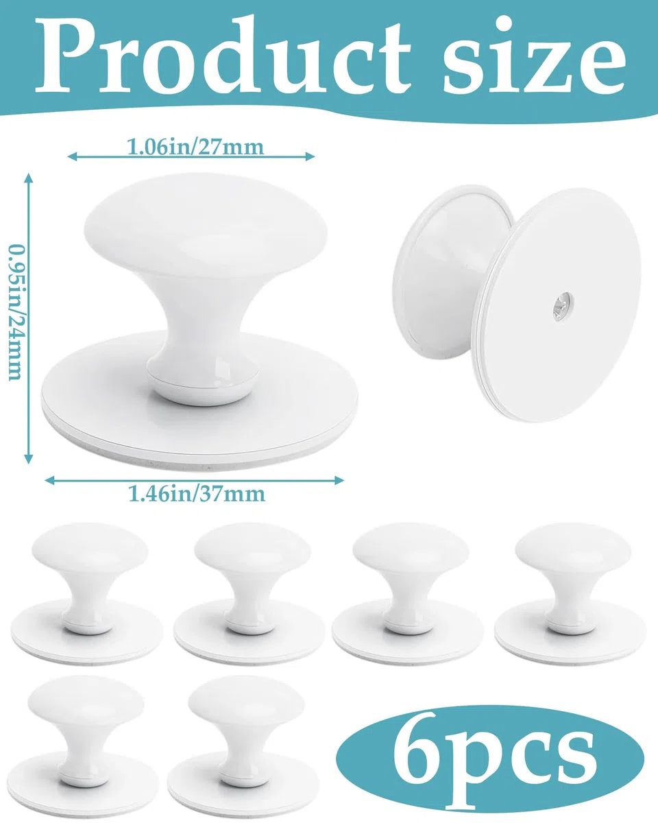 6 Pezzi Bianco Pomelli per Mobili Adesivi, Eleganti Pomelli per Cassetti, Antichi Manici per Armadi da Cucina, Rotondi, per Armadio, Cassetti, Armadi, Mobili, Mobili