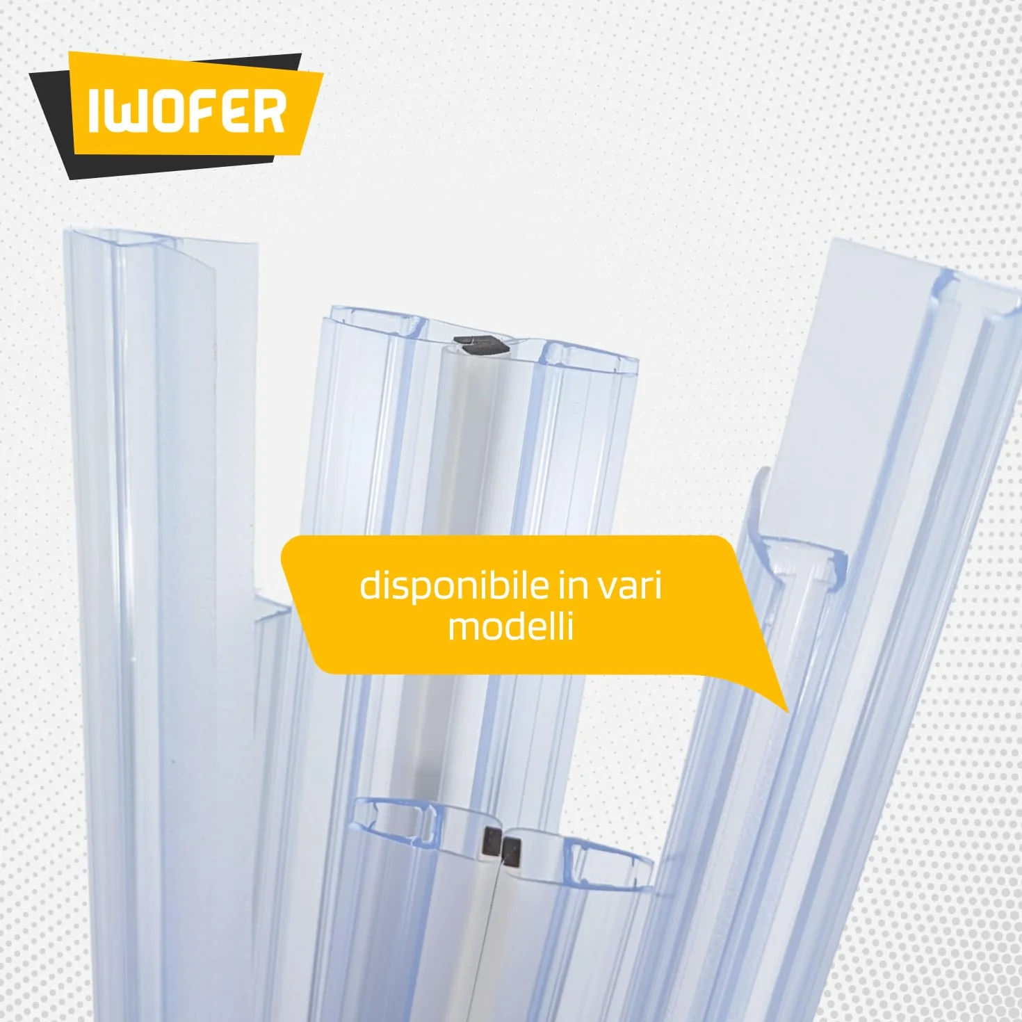 IWOFER Guarnizione Box Doccia Profilo R per Vetro 6-8 mm, Ricambio Universale Trasparente, Senza Colla, Tagliabile, Made in Italy, Antigoccia Tenuta Acqua (100 cm)