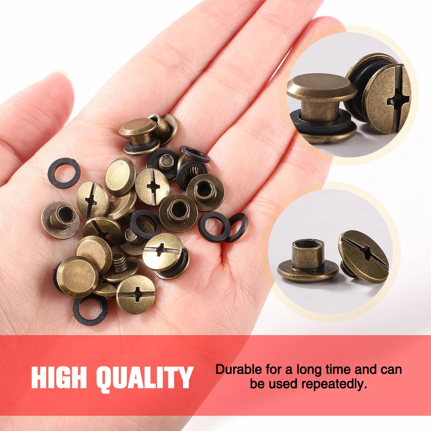 YIXISI 30 Set M5x4mm Chicago Screws Kit, Rivets Screws for Leather Bookbinding, Bronze