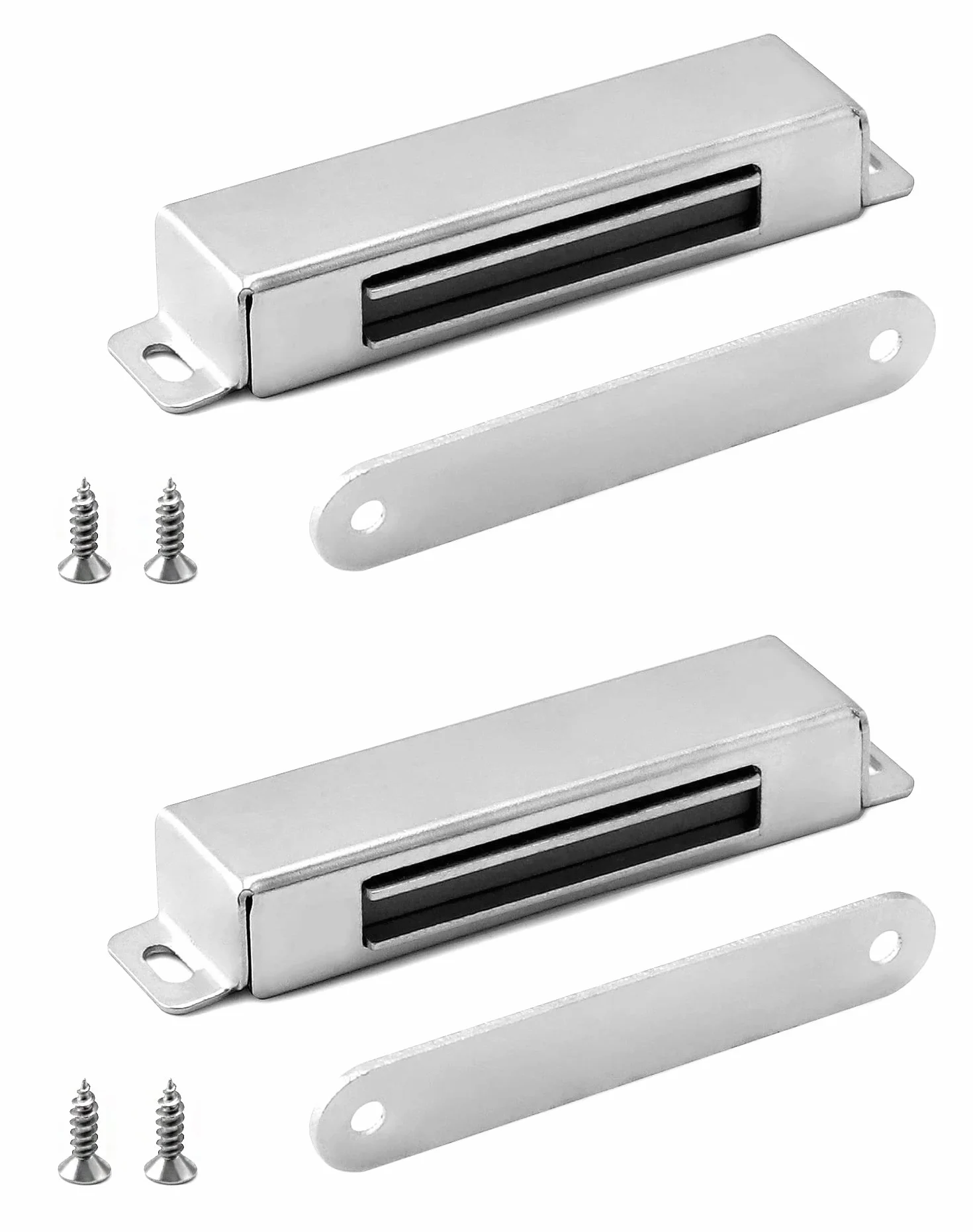 QWORK 2 Pezzi Chiusura Magnetica Tutto in Metallo - Forza di Tenuta 18kg - Calamite per Mobili Chiusura per Porte Armadi Cassetti