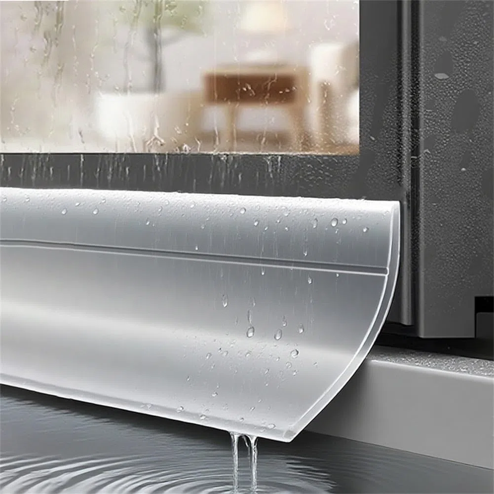 Barriera antipioggia autoadesiva, 300 cm, deflettore antipioggia in gomma flessibile con larghezza 35 mm per porte e casa, trasparente (nero)