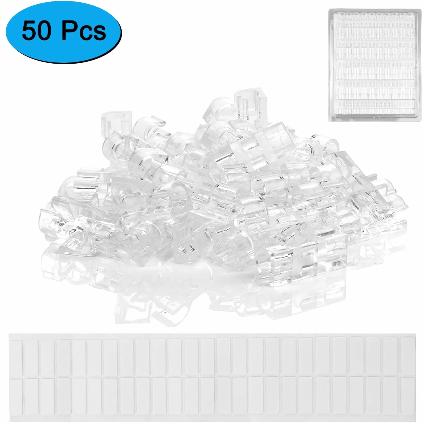 SOULWIT® 50 pezzi Autoadesivo Clip Cavo, Fermacavi Supporto Organizer la Gestione dei cavi per TV, PC, laptop, cavo Ethernet, scrivania, casa, ufficio (Trasparente)