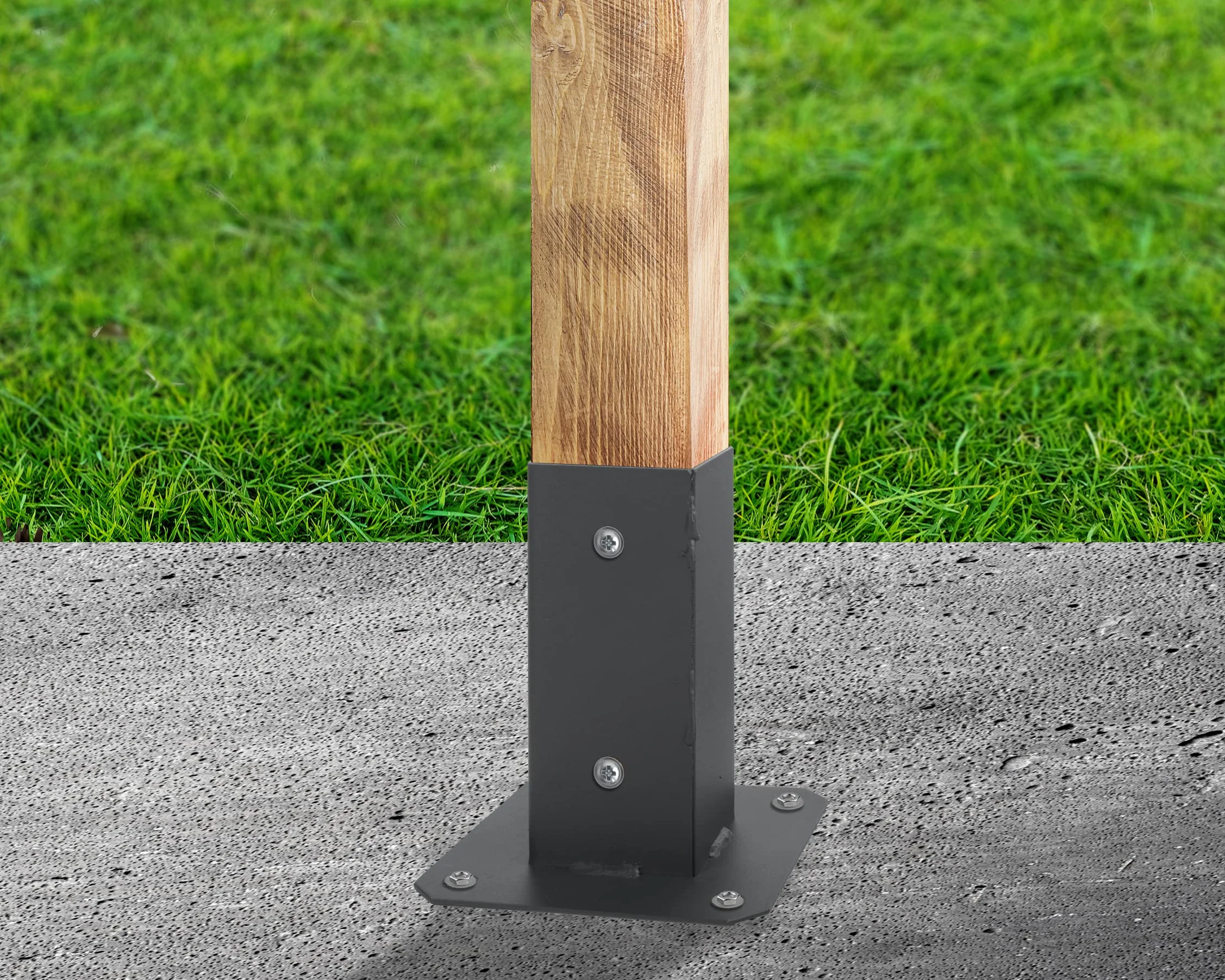 ADGO Supporto per pali 90 x 90 mm, per recinzione, manicotto di avvitamento zincato a caldo, manicotto per pavimento, manicotto in acciaio, grafite