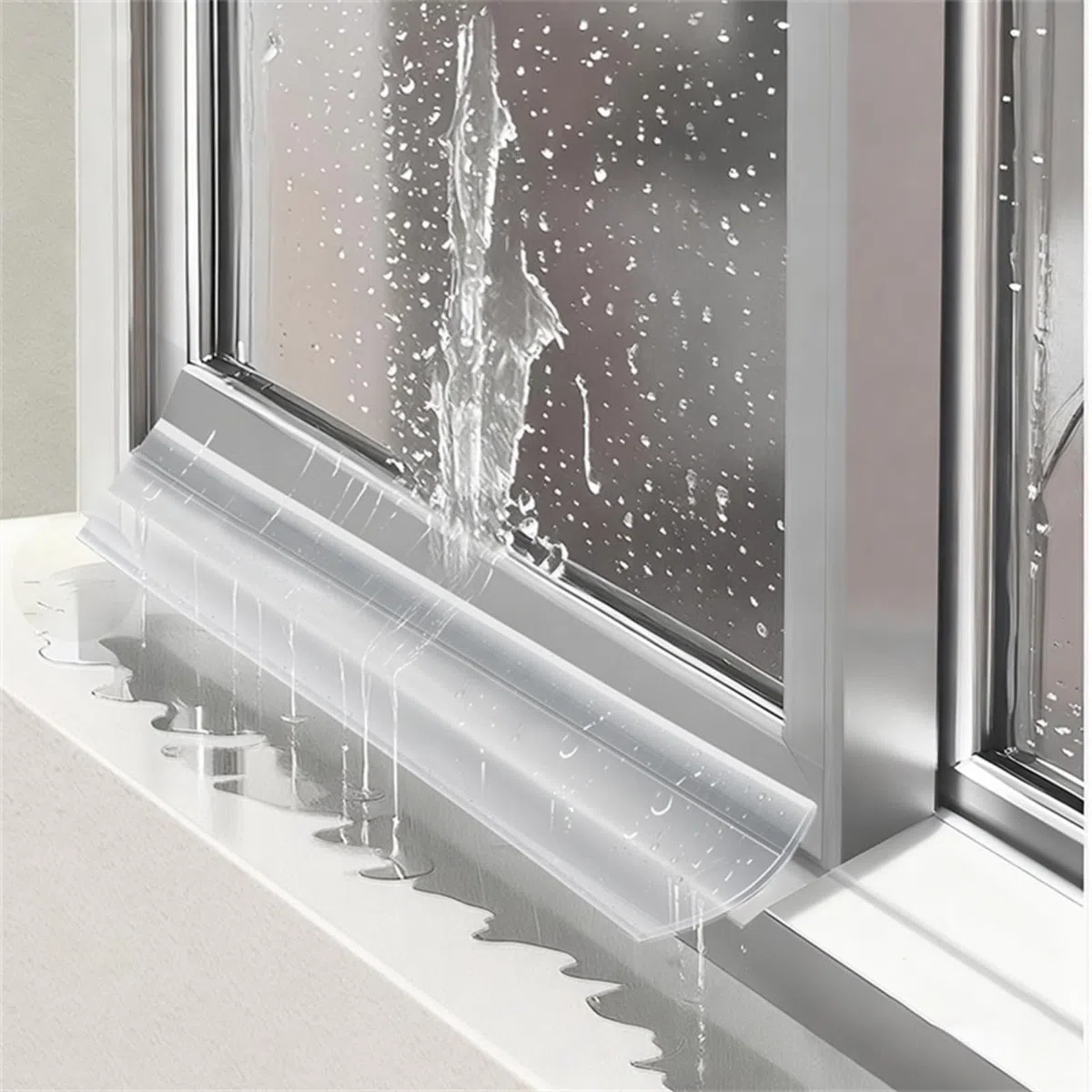 Barriera antipioggia autoadesiva, 300 cm, in gomma flessibile, per finestre e porte, paraspifferi largo 35 mm con profilo angolare per un rapido drenaggio dell'acqua, per auto