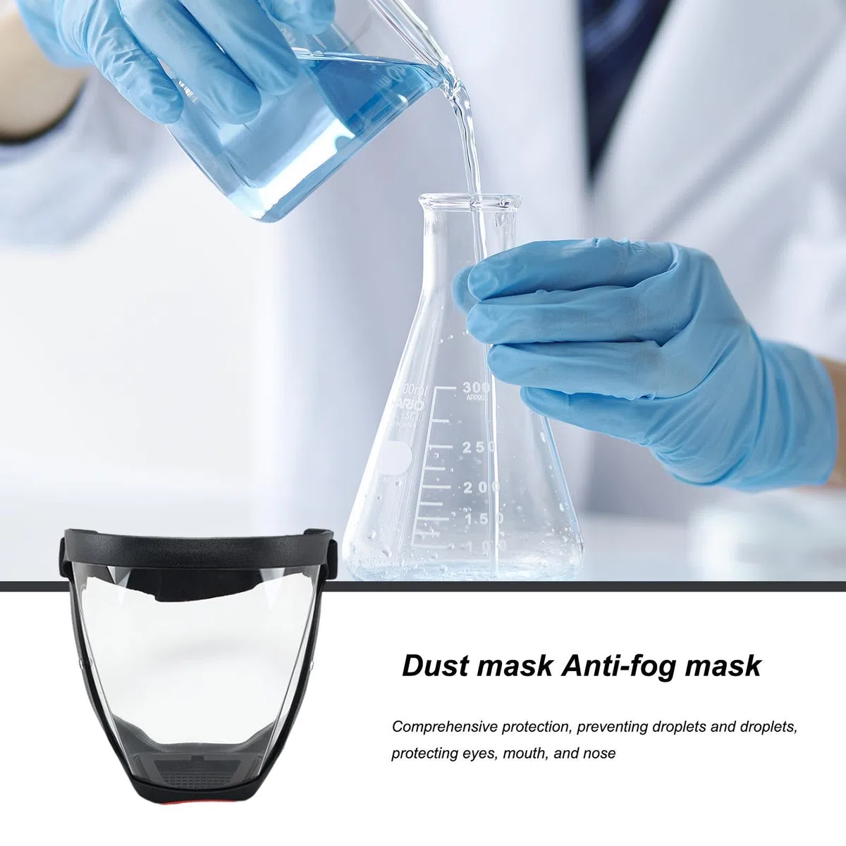 Visiera Antiappannamento, Maschera Antipolvere Integrale Traspirante per Levigatura, Maschera Protettiva Viso con Cinturino Regolabile, Visiera Trasparente Integrale, per Ciclismo & Saldatura
