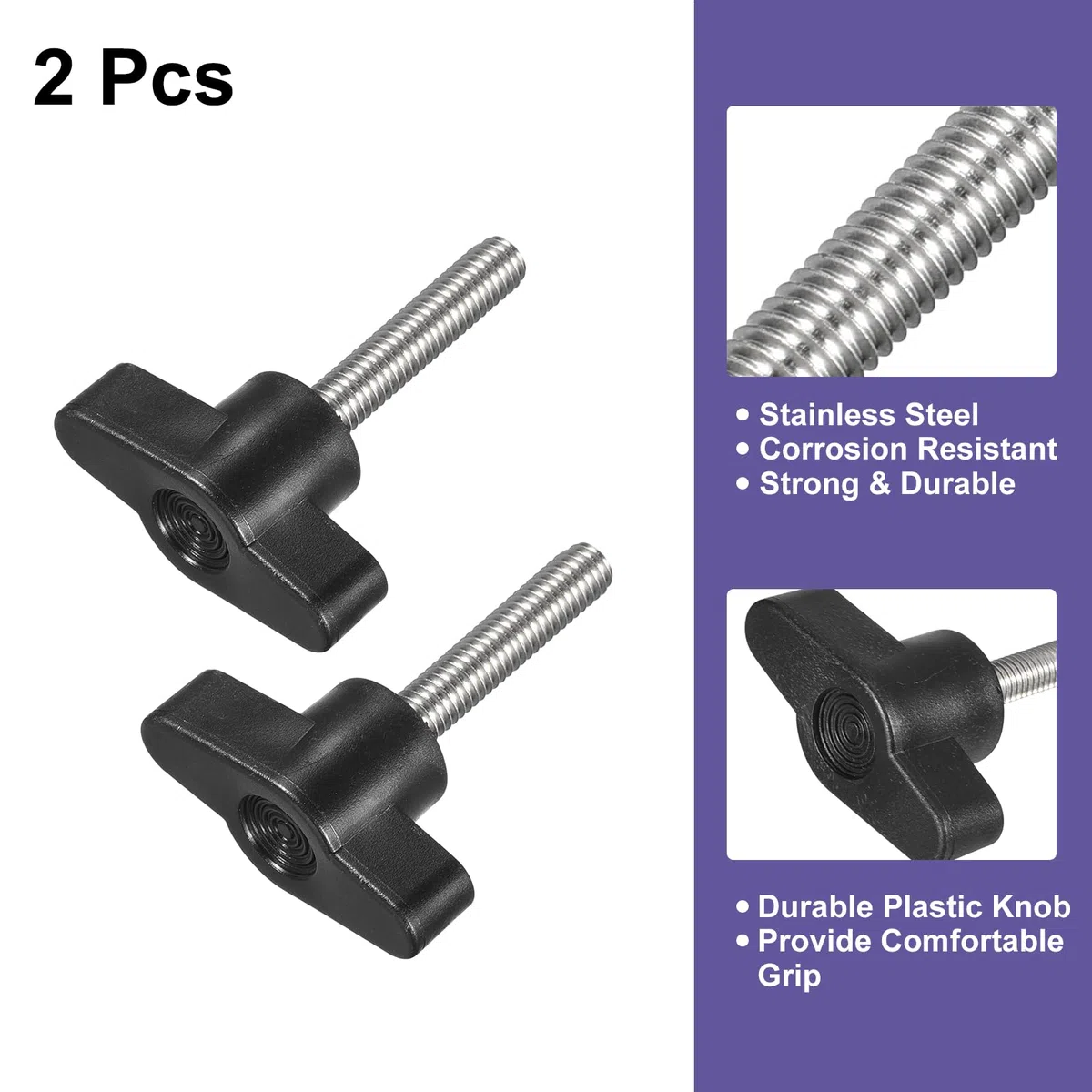 QUARKZMAN 2pz Manopola a Vite di Serraggio, M6 x 30mm in Acciaio Inossidabile 304 a Forma di T per Sostituire Rapidamente Manopola di Serraggio a Mano Viti con Impugnatura a T