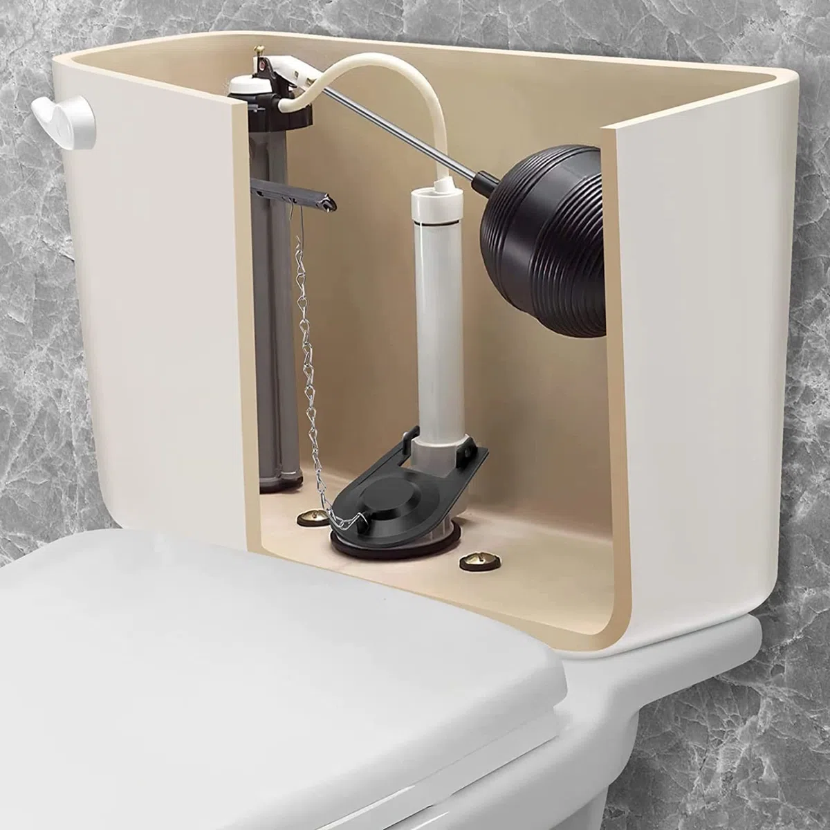 Scarico WC di ricambio per il risciacquo in gomma, per bagno, WC, guarnizione pieghevole regolabile per valvola del serbatoio, set di ricambio