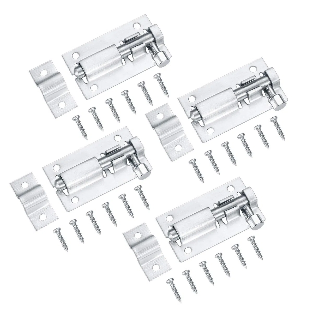 Bullone Serratura Porta, Bulloni di Porta, Slide Bolt con Viti, Chiavistello per Porta in Legno per Porte di Sicurezza, Camera da Letto, Capanno, Porte Del Bagno, Toilette - 4 Pezzi