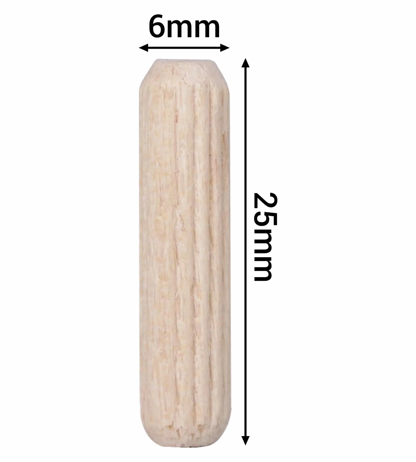 SKIR'CO (100 pezzi) Tasselli in Legno 6 x 25 mm, Tappi in Legno Scanalati, Perni Scanalati per Mobili, Tasselli Scanalati