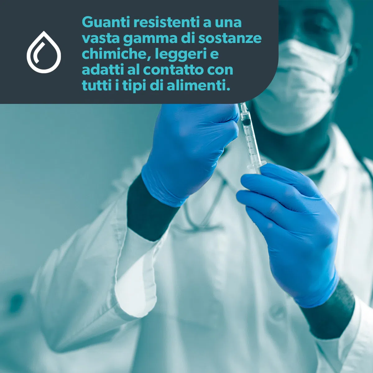 Unigloves Unicare GS0034 Guanti Blu in Nitrile - Guanti Monouso, Senza Polvere, Privi di Lattice, Ideale per Uso Medico e Alimentare, Ambidestri, Usa e Getta, Resistenti agli Agenti Chimici, Taglia L