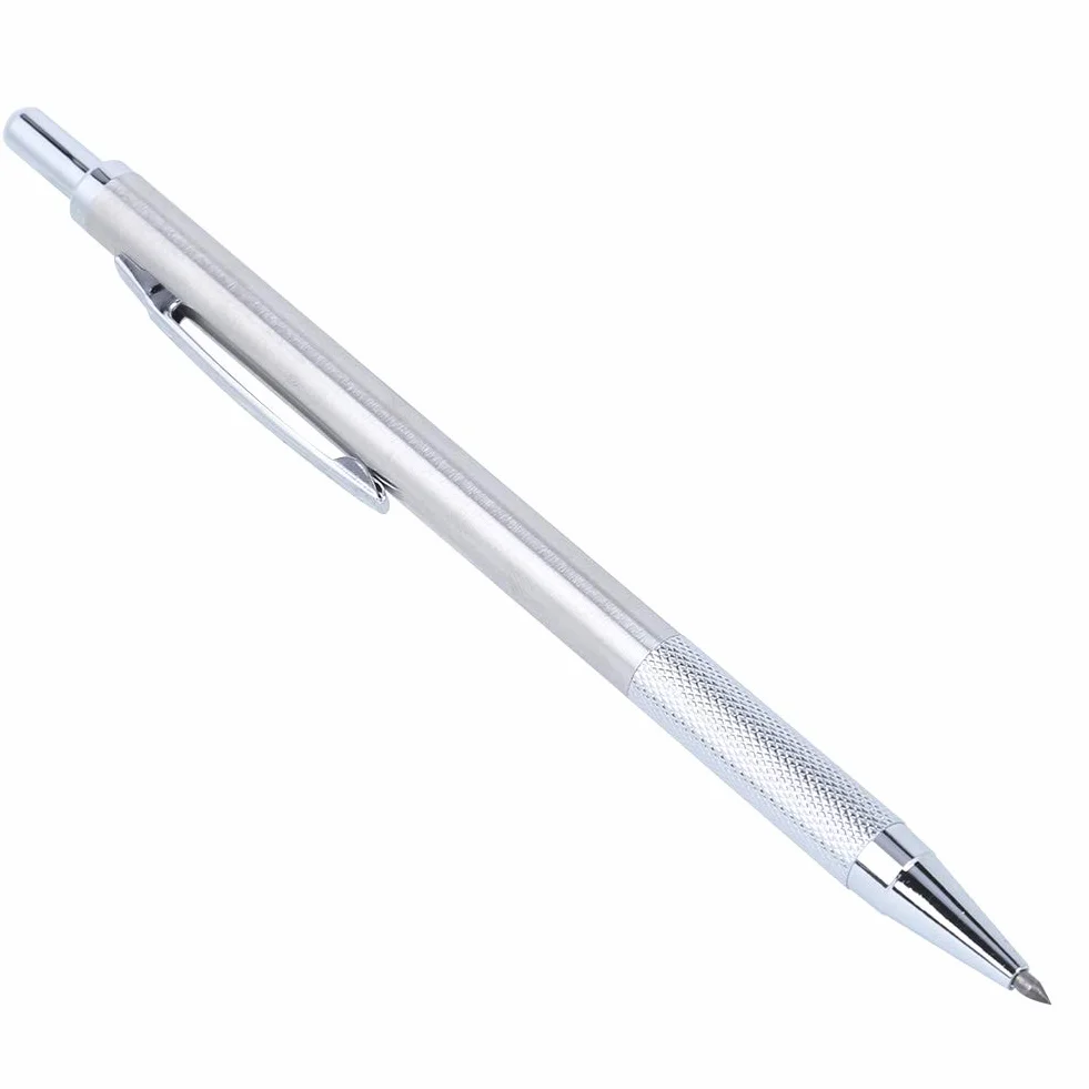 Scriber, Scribing Pen Ceramic Marker Engraver for Metal Glass Cutting Tool, Tungsten Steel Tip Golden Silver (Silver)