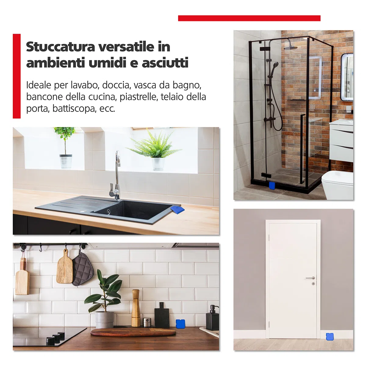 RAVN HAMAN Set di 5 Strumenti per Calafataggio Blu - Kit di raschietto spatola per sigillante con 23 forme diverse - Spatola per giunti per silicone e acrilico - Con scatola di custodia
