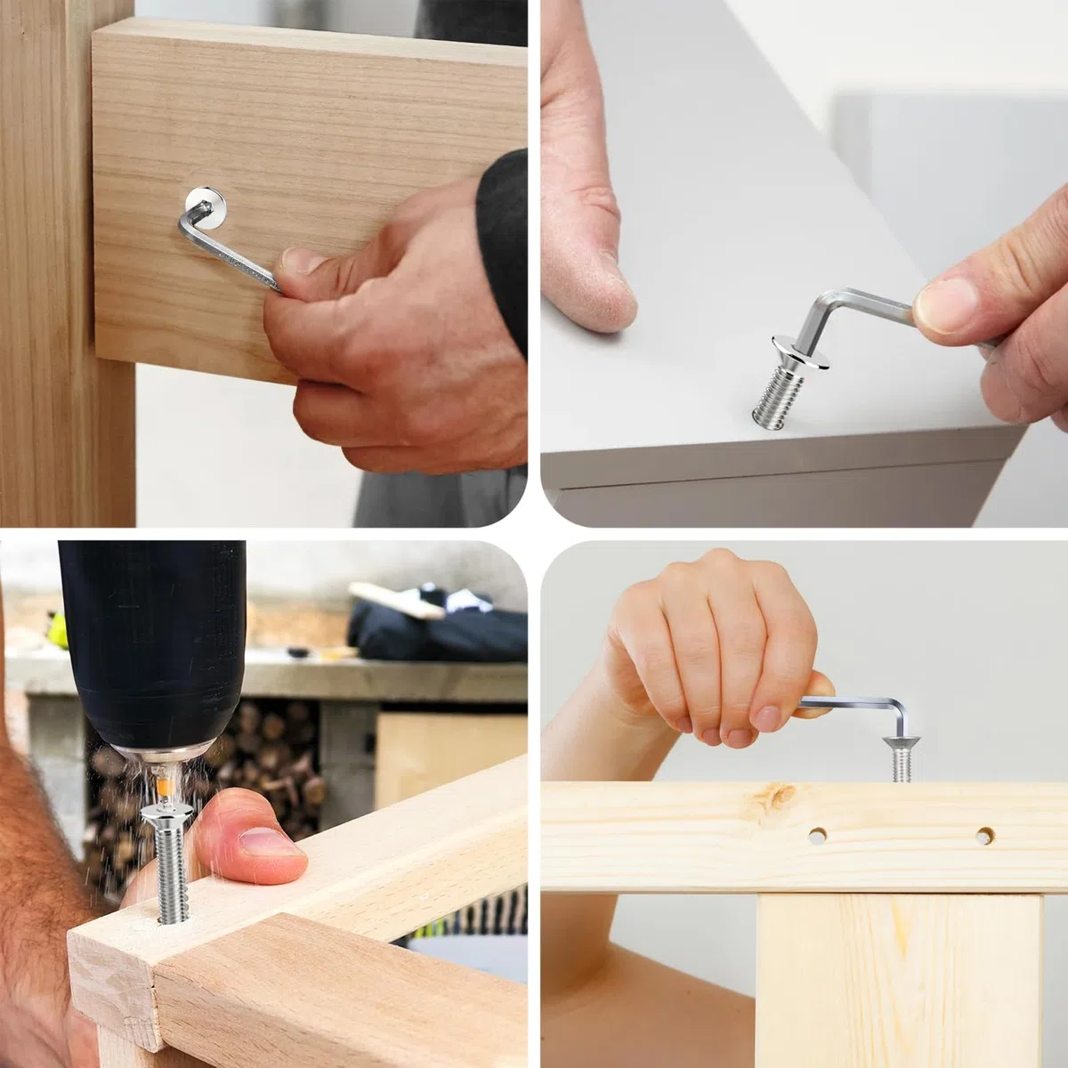 Viti a testa svasata M2, esagono incassato M2 x 8 mm, in acciaio inox a testa svasata, filettatura completa con 1 chiave a esagono incassato da 1,5 mm, per montaggio e riparazione (argento)