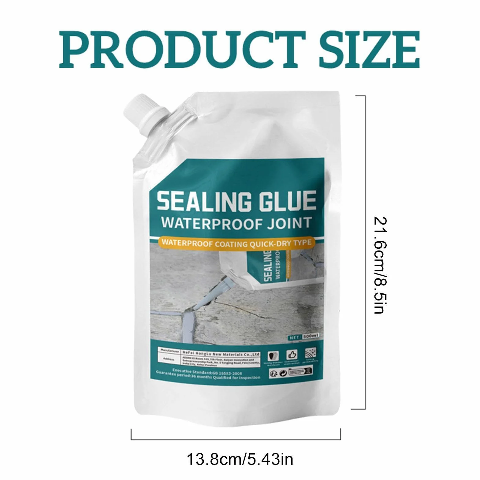 Riempitivo per Crepe Calcestruzzo 500ml, Stucco per Cemento e Muratura, Riparazione Lastre con Adesivo Forte, Sigillante Impermeabile e Antigelo per Esterni, Ideale per Tetti Pavimenti Davanzali