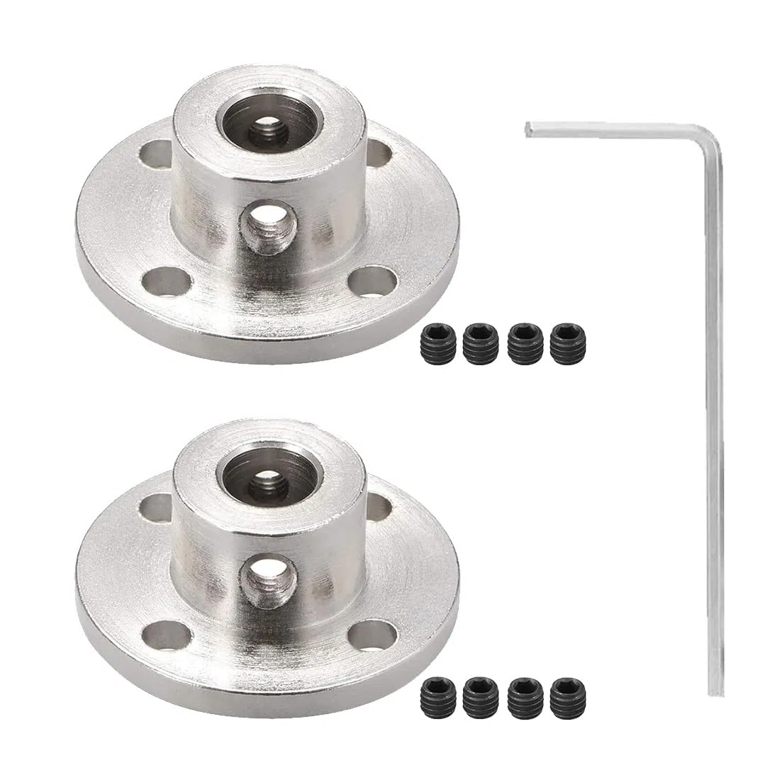 2 Pezzi 8Mm Flange Di Accoppiamento Modello Con Guida Rigida Giunto A Flangia Connettori Di Accoppiamento Flangiato Con 4Pzs Viti E 1Pz Chiave Per Fai Da Te E Motori Di Modellini Radiocomandat