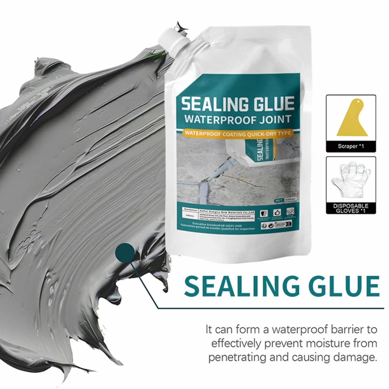 Riempitivo per Crepe Calcestruzzo 500ml, Stucco per Cemento e Muratura, Riparazione Lastre con Adesivo Forte, Sigillante Impermeabile e Antigelo per Esterni, Ideale per Tetti Pavimenti Davanzali