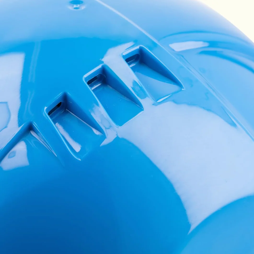 Högert Technik - Casco protettivo PLONER blu tinta unita | Casco protettivo per lavoratori edili | EN 397 | regolabile con un pulsante | fori di ventilazione | fascia di sudore | protezione dai raggi