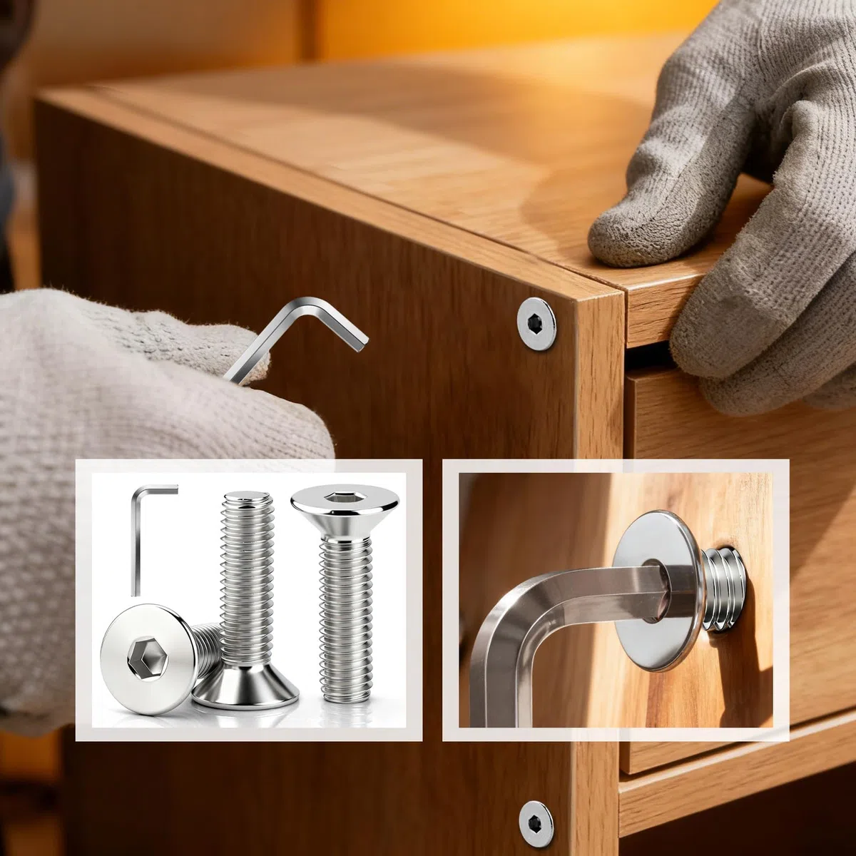 Viti a testa svasata M2, esagono incassato M2 x 8 mm, in acciaio inox a testa svasata, filettatura completa con 1 chiave a esagono incassato da 1,5 mm, per montaggio e riparazione (argento)
