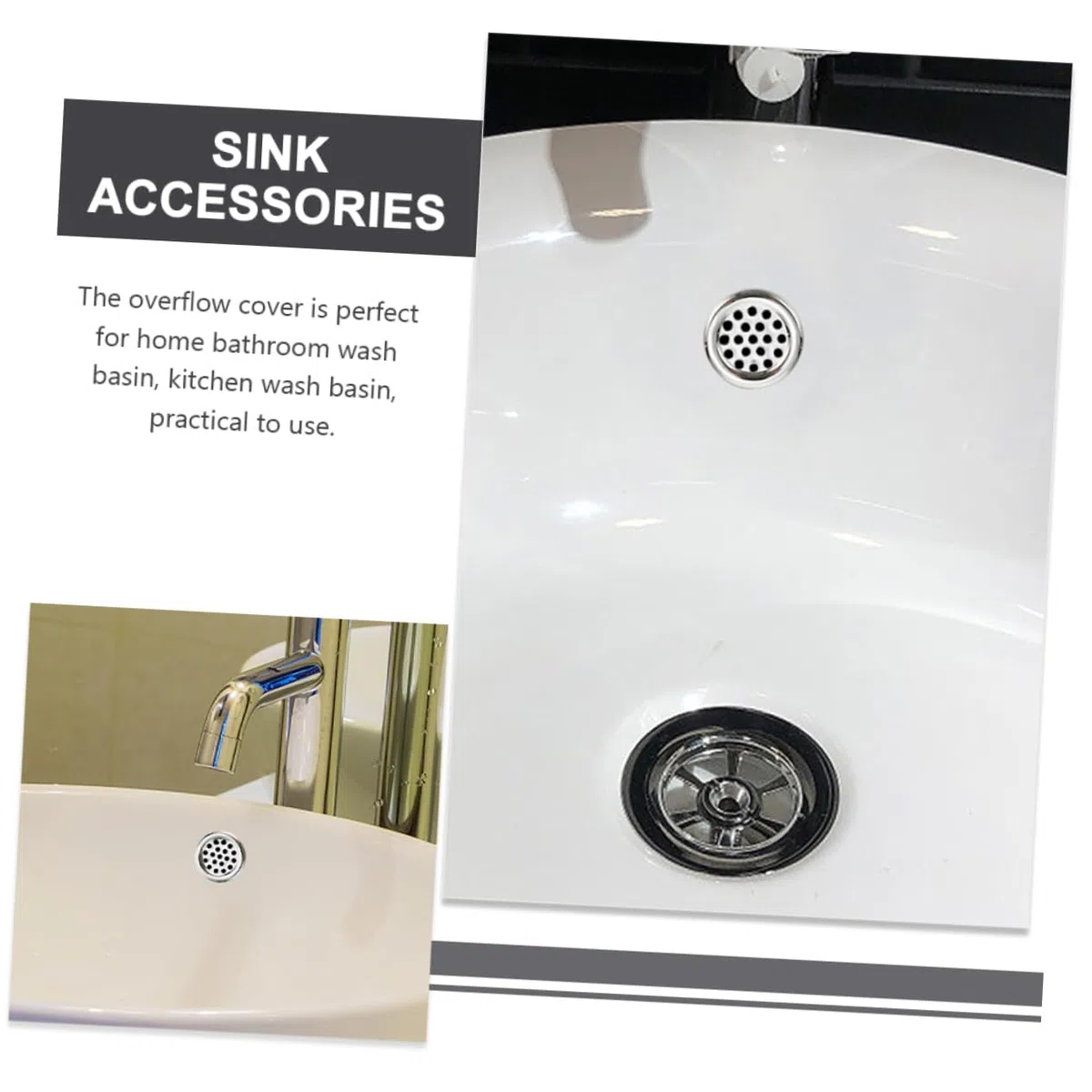 LIFKOME Copertura per Troppopieno Lavandino in Plastica Argento, Resistente alla Corrosione, Design Rotondo Elegante, Confezione da 10 Pezzi per Cucina e Bagno