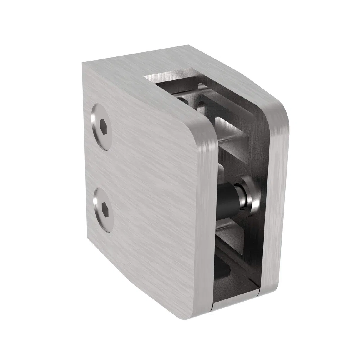 Supporto per vetro, rettangolare, in acciaio inox, vetro MOD24, piatto, 42,4 mm (13,52 mm di spessore)
