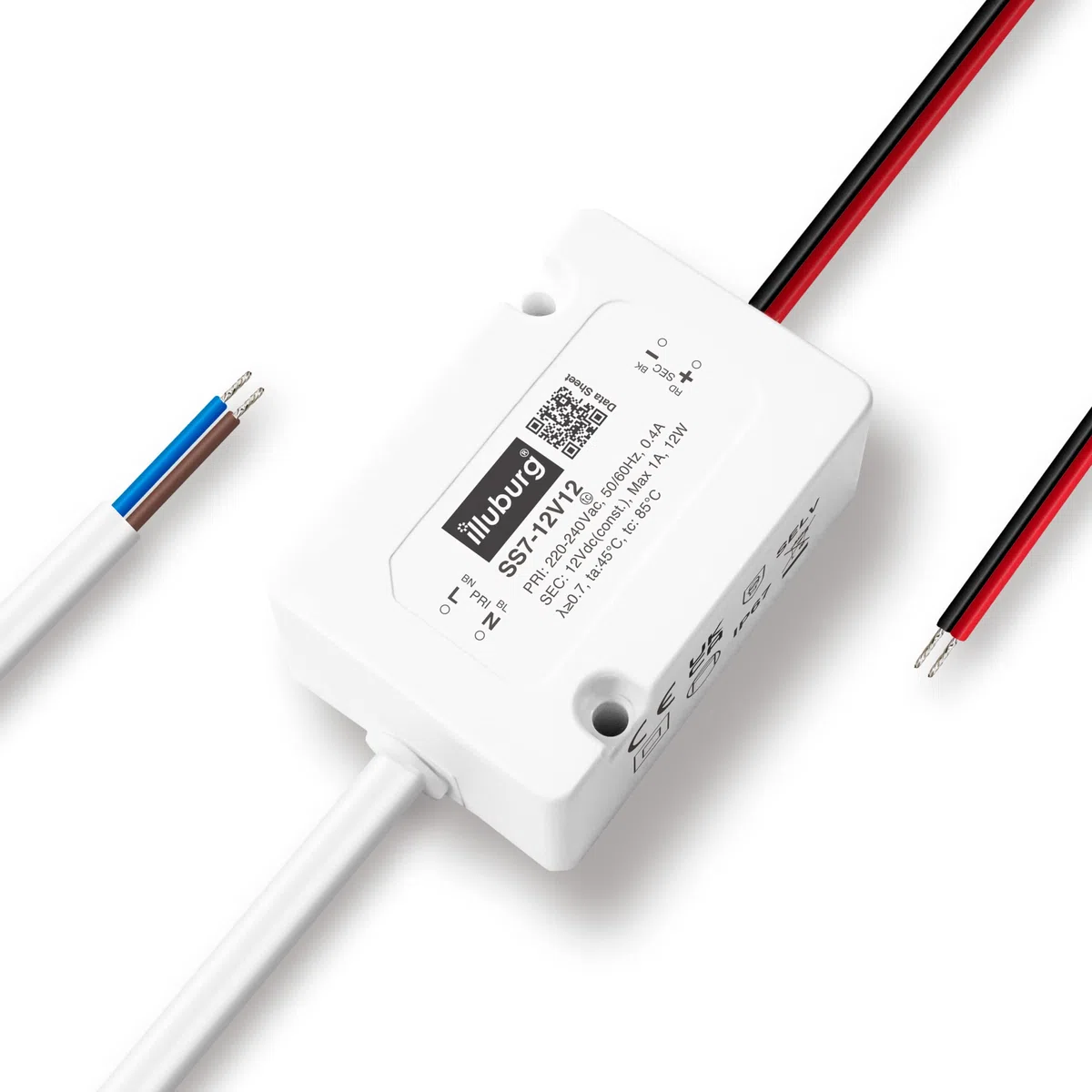 Trasformatore LED 12V 12W Impermeabile IP67 Senza Sfarfallio Compatto 57x40x26mm LED Alimentatore Driver Power Supply