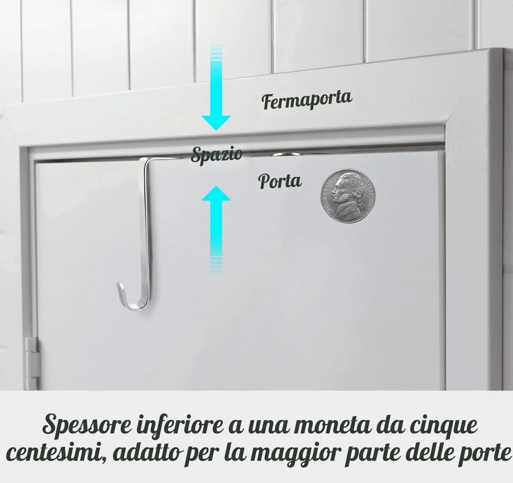 Ganci regolabili sopra la porta 10 cm Argento