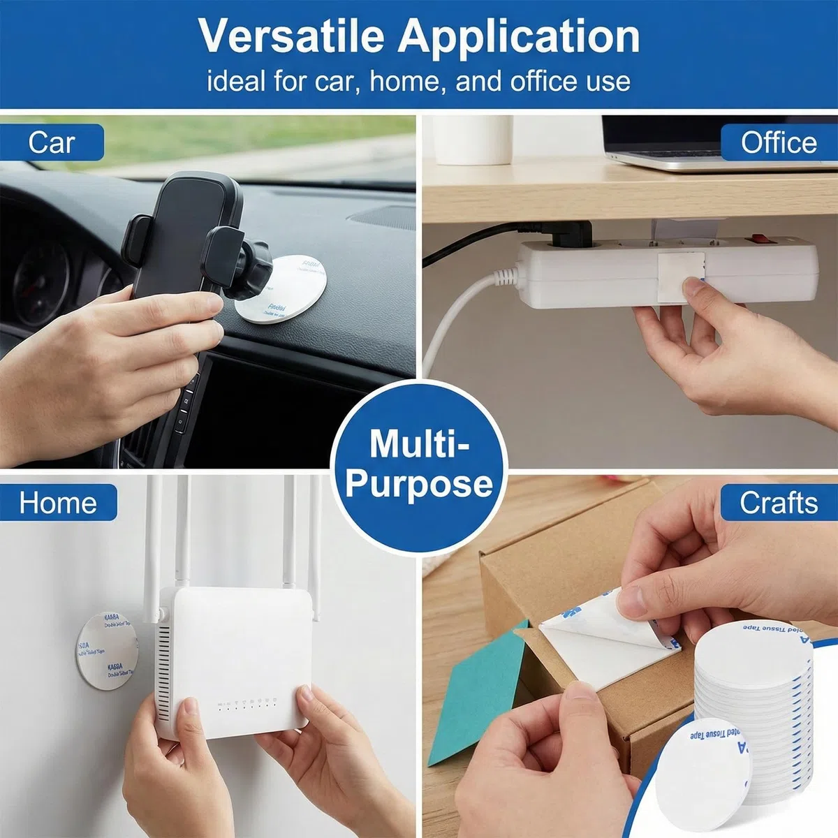 40 Pezzi Pad Biadesivo Extra Forte, Pads Nastro Biadesivo Schiuma, Adesivo Biadesivo Extra Forte Quadrati & Tondo, Impermeabili per la Casa, Ufficio e Auto
