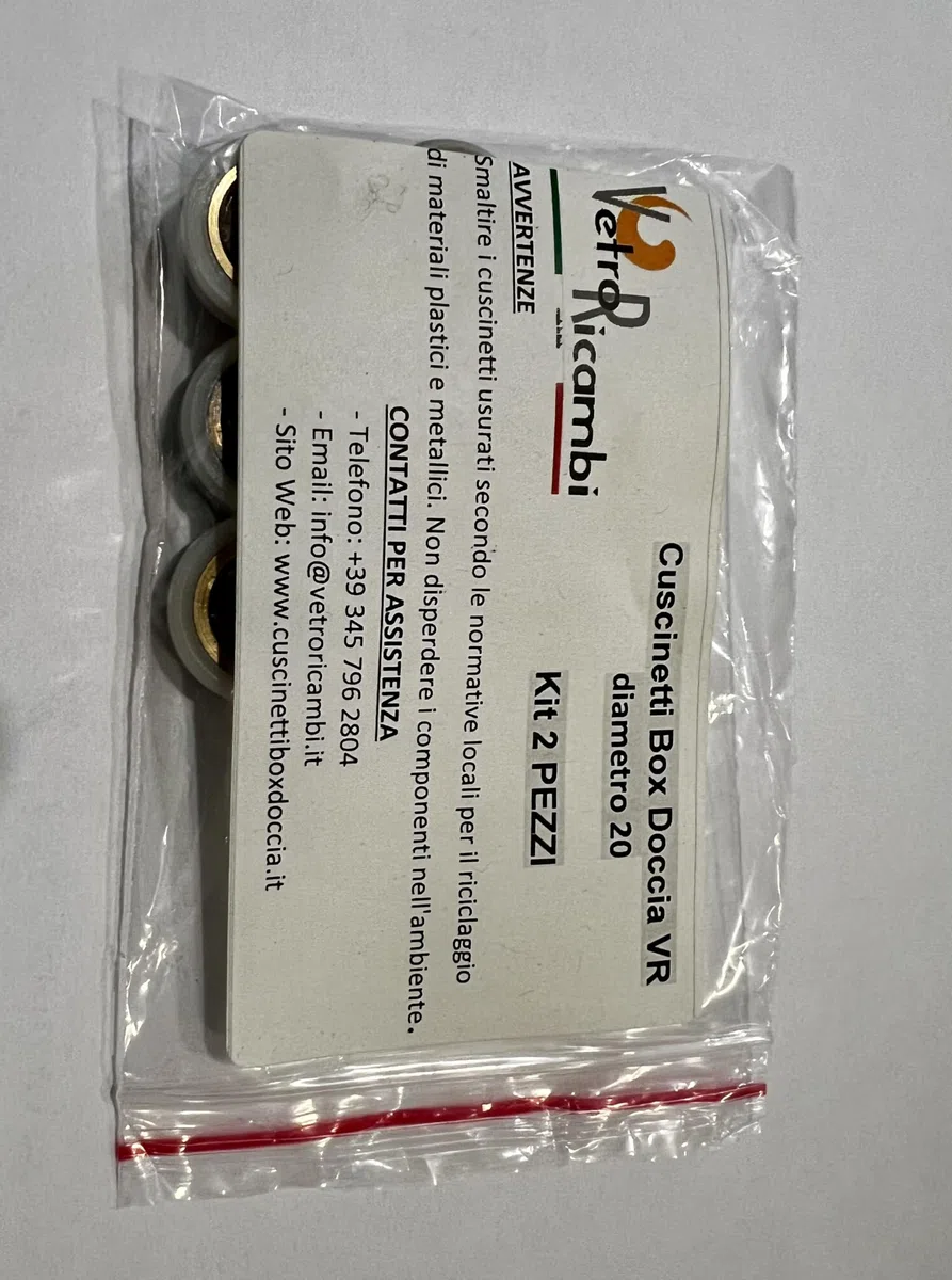 Cuscinetti Box Doccia VR - Kit 2 Pezzi Rotelle a Sfera di Ricambio in Acciaio per Ante Doccia a Scorrimento Cuscinetto diametro 23x4x9.5x15 filettatura M5 CH4 profilo Piatto