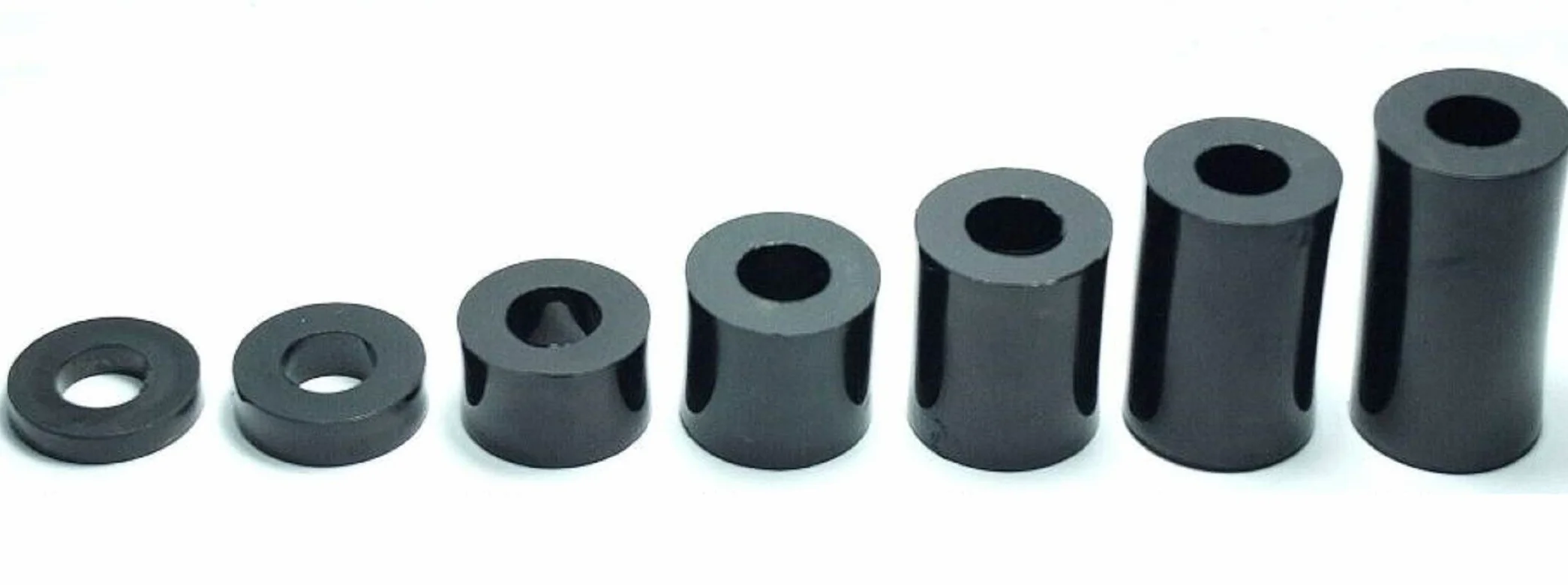 10x DISTANZIALE M6 SPESSORE DA 2MM A 30MM PLASTICA 6MM x 10MM DISTANZIATORE CILINDRICO TONDO RONDELLA NERO (Spessore L=20mm)