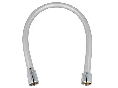 tecuro Tubo flessibile per doccia, 0,50 m, anti-torsione, colore: argento liscio, KTW/DVGW