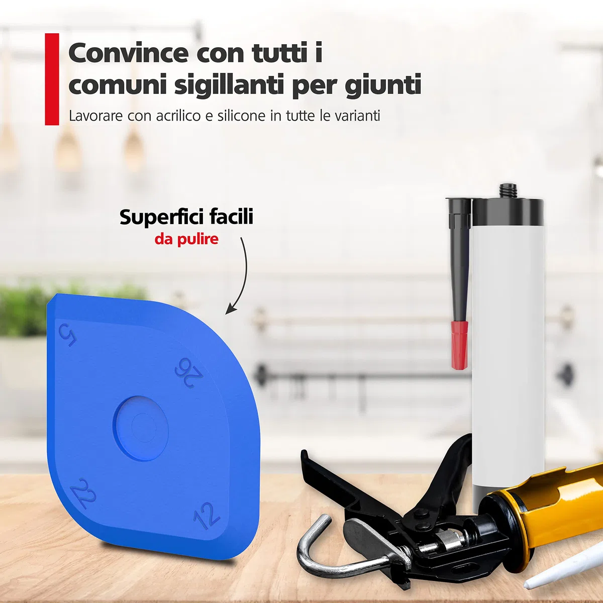 RAVN HAMAN Set di 5 Strumenti per Calafataggio Blu - Kit di raschietto spatola per sigillante con 23 forme diverse - Spatola per giunti per silicone e acrilico - Con scatola di custodia