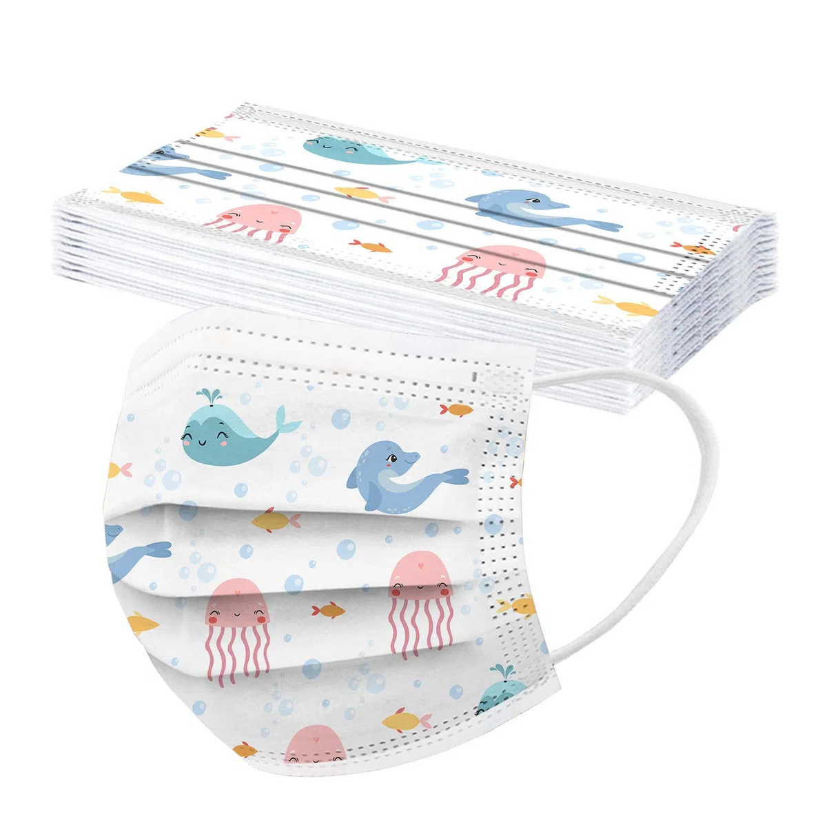 50 Pezzi Bambini Tessuto Viso Stampa Antipolvere Visiera Bocca Faccia USA e Getta 3 Strati Adatto Comfort Traspirante