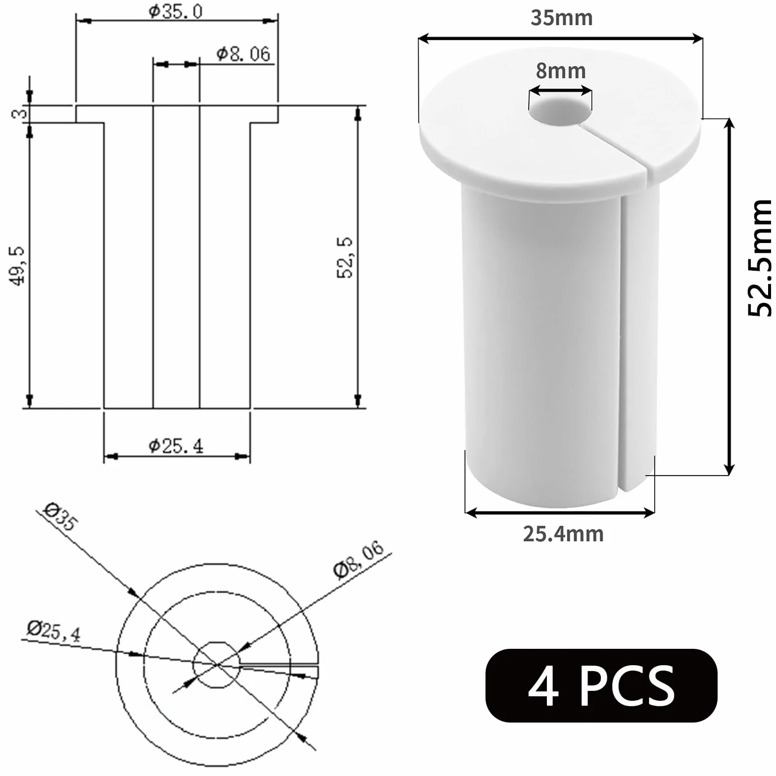 4 passacavi da parete per set di passacavi Starlink, passacavi da parete, passacavo per cavi da 1 pollice per router via cavo Starlink e adattatore Ethernet (bianco)
