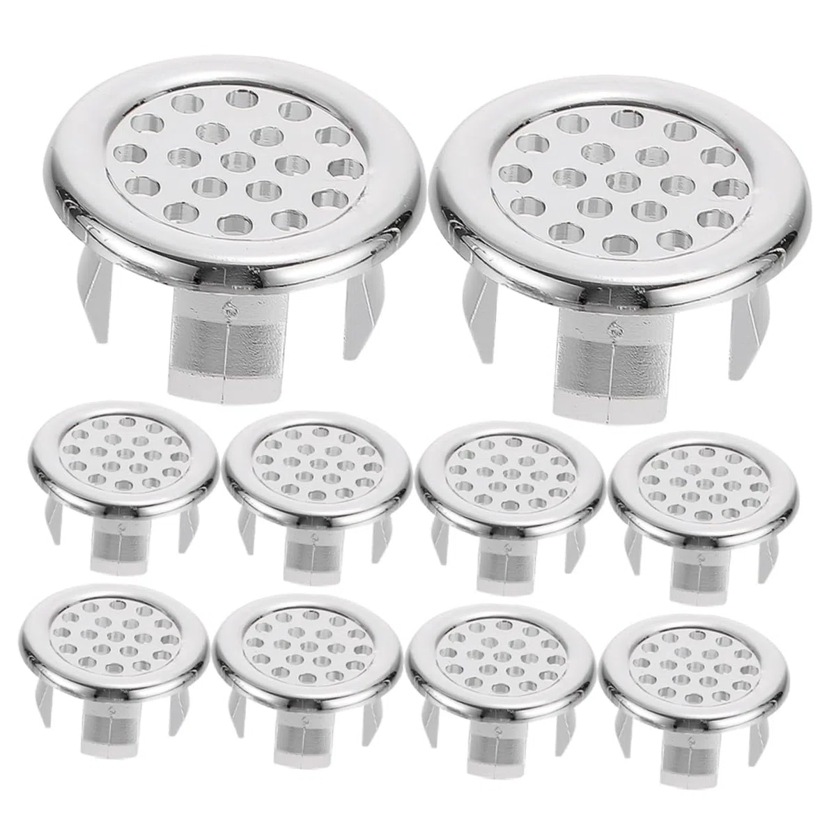 LIFKOME Copertura per Troppopieno Lavandino in Plastica Argento, Resistente alla Corrosione, Design Rotondo Elegante, Confezione da 10 Pezzi per Cucina e Bagno