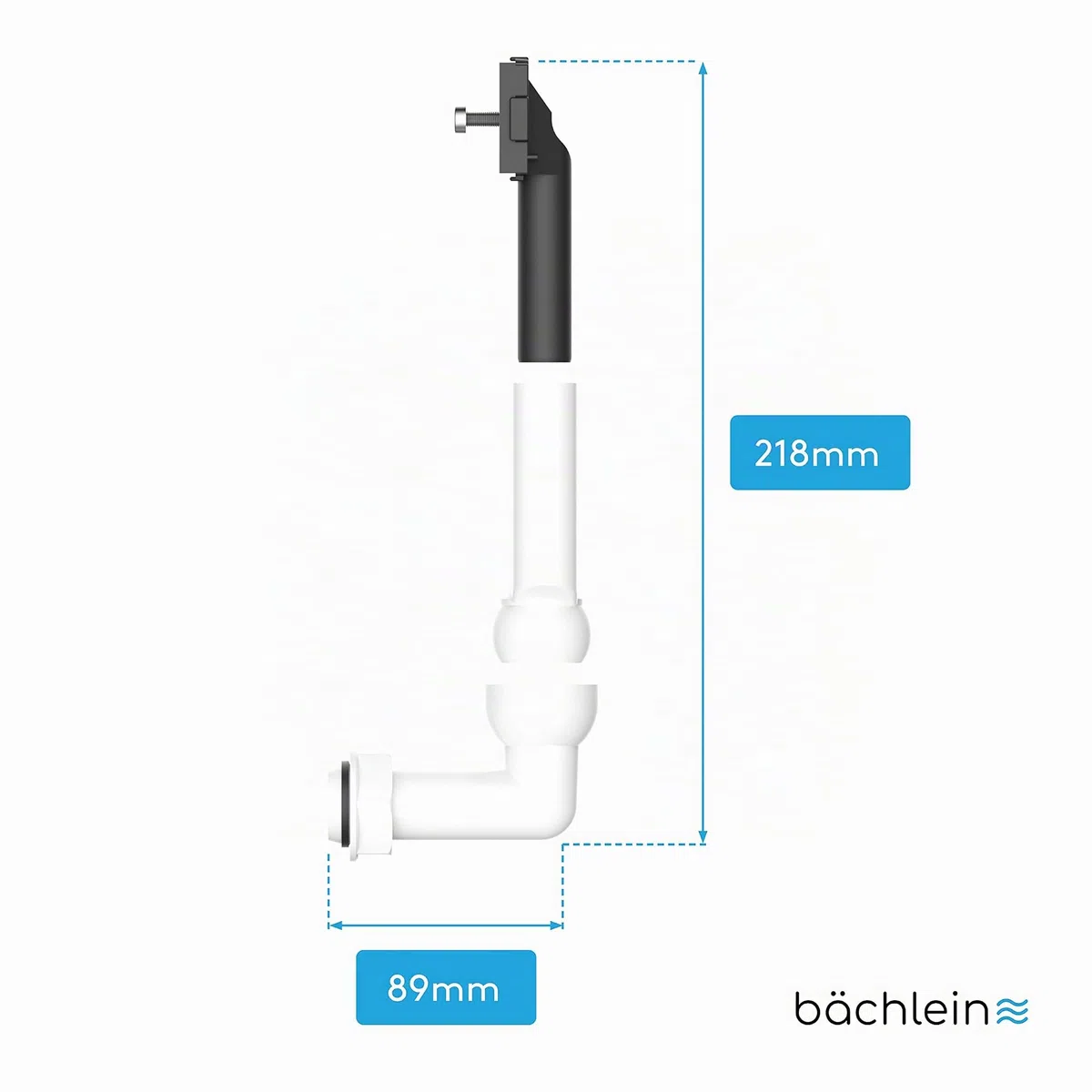 Bächlein Troppopieno per lavello da cucina con attacco verticale (set di troppopieno – scarico lavello), set completo per il collegamento del troppopieno con altezza individuale