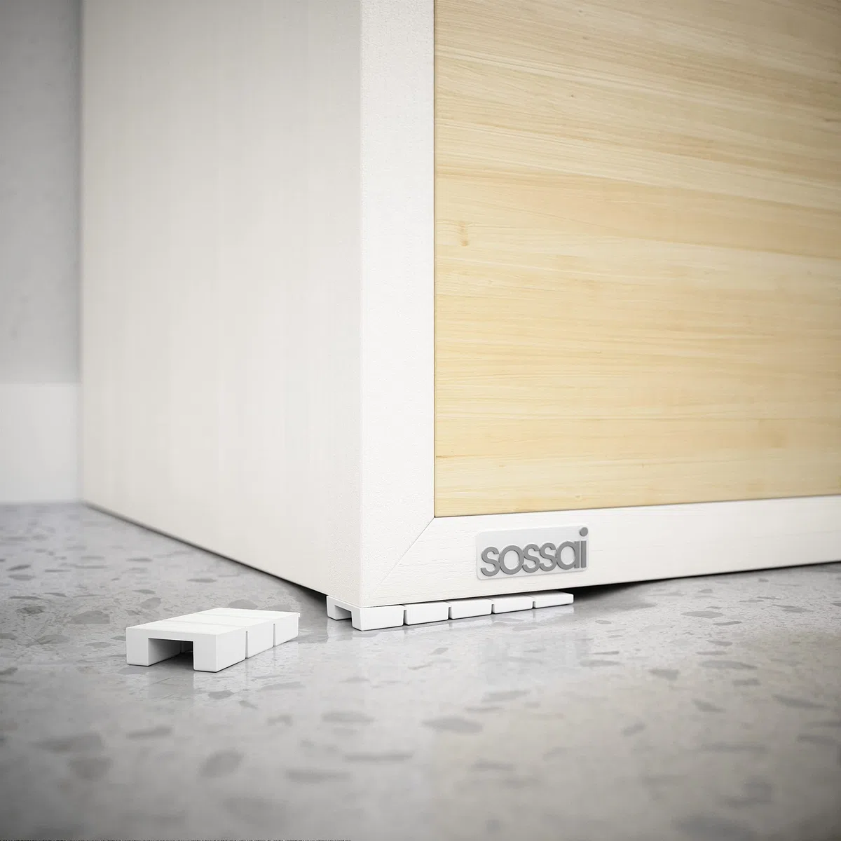 25 x sossai® Cunei per mobili/Cunei di arresto/Cunei di compensazione in plastica con punti di rottura teorici integrati | MKB-100 | Color : Bianco